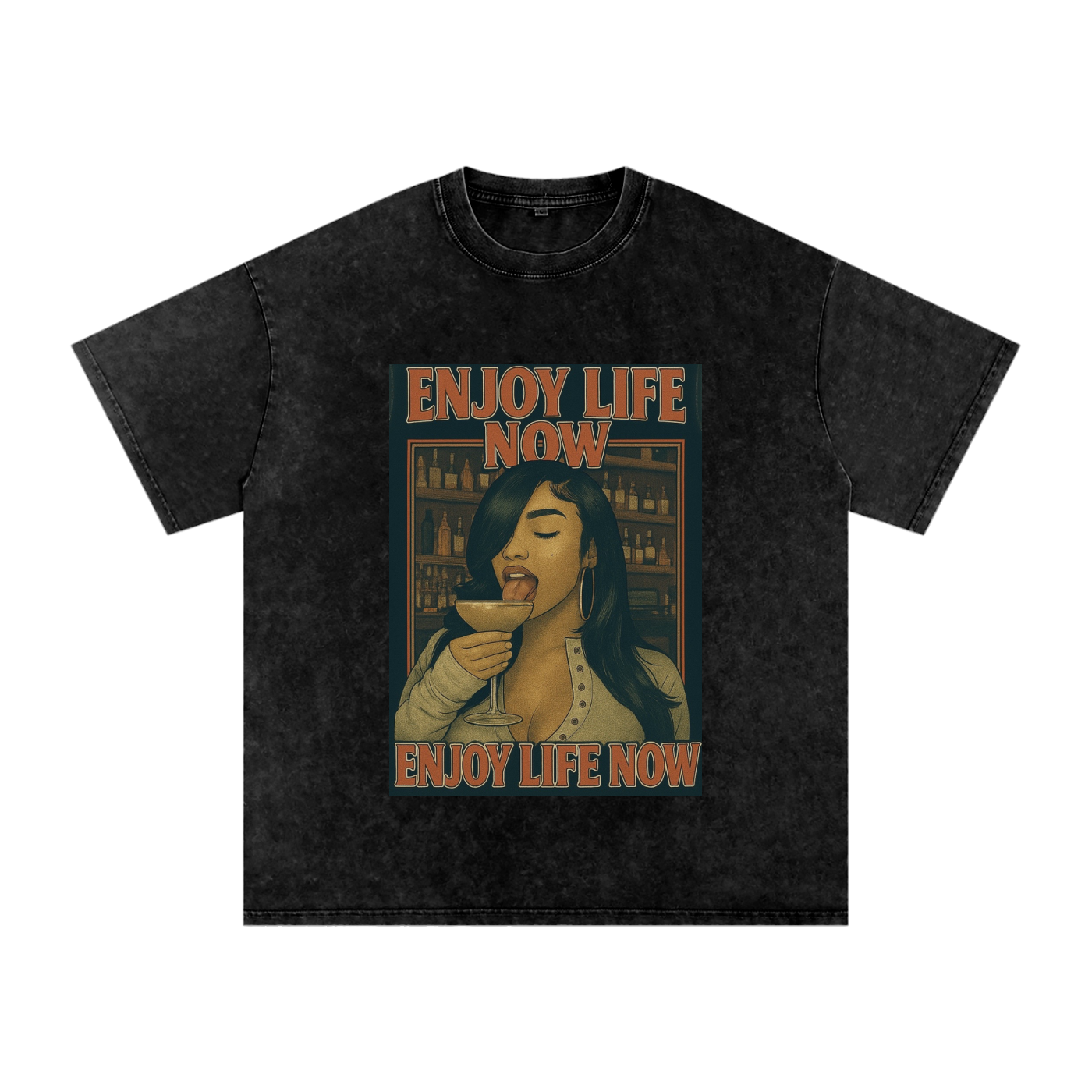 Enjoy Life Now "Energy"  Acid Wash Oversize Tee
