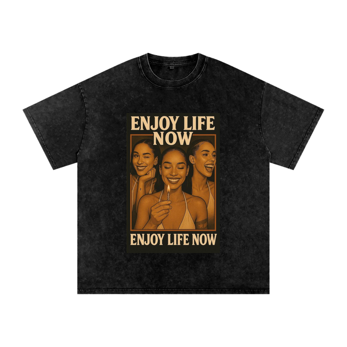 Enjoy Life Now "All Smiles" Acid Wash Oversize T Shirt