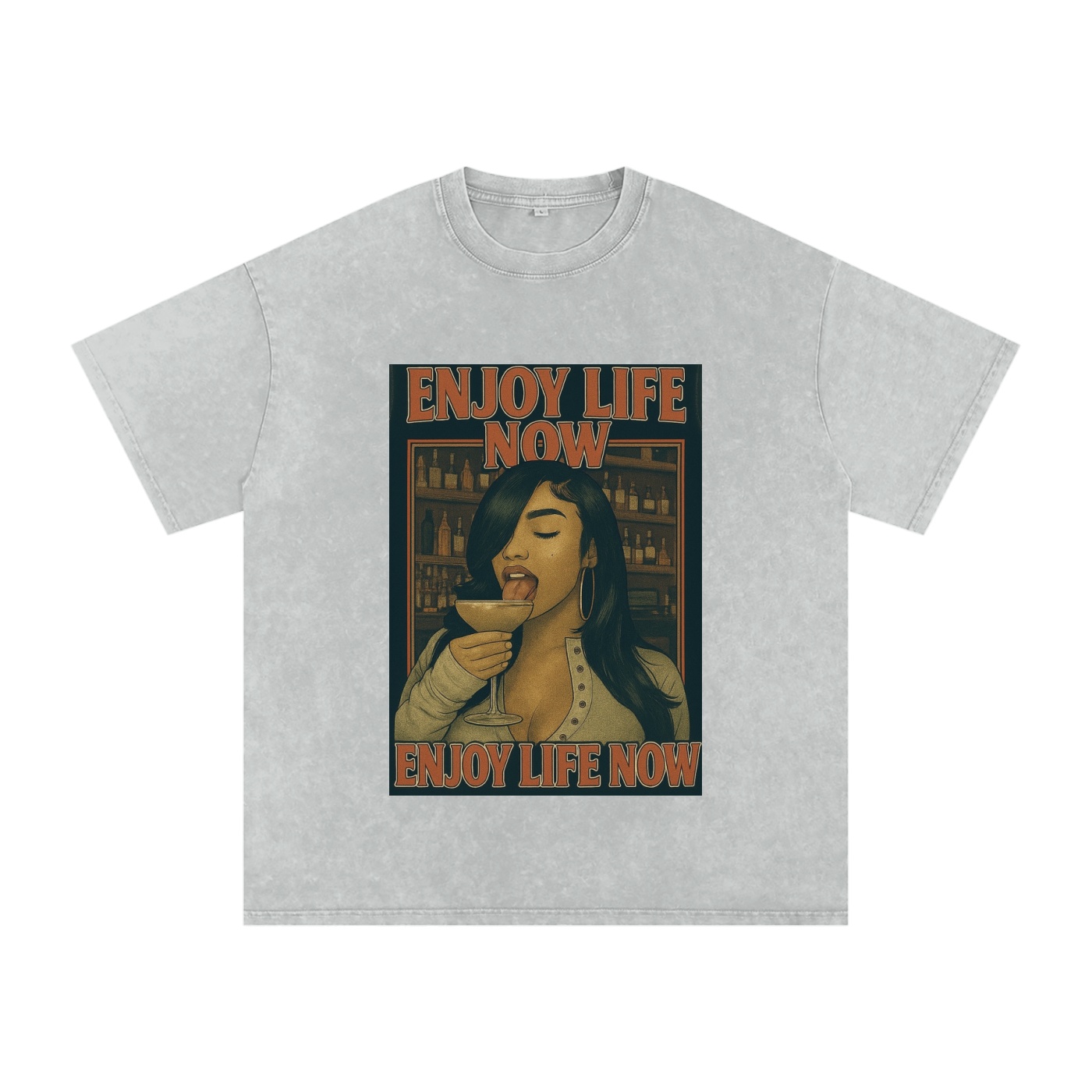 Enjoy Life Now "Energy"  Acid Wash Oversize Tee