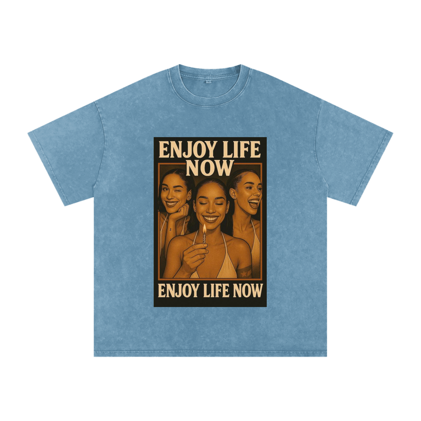 Enjoy Life Now "All Smiles" Acid Wash Oversize T Shirt