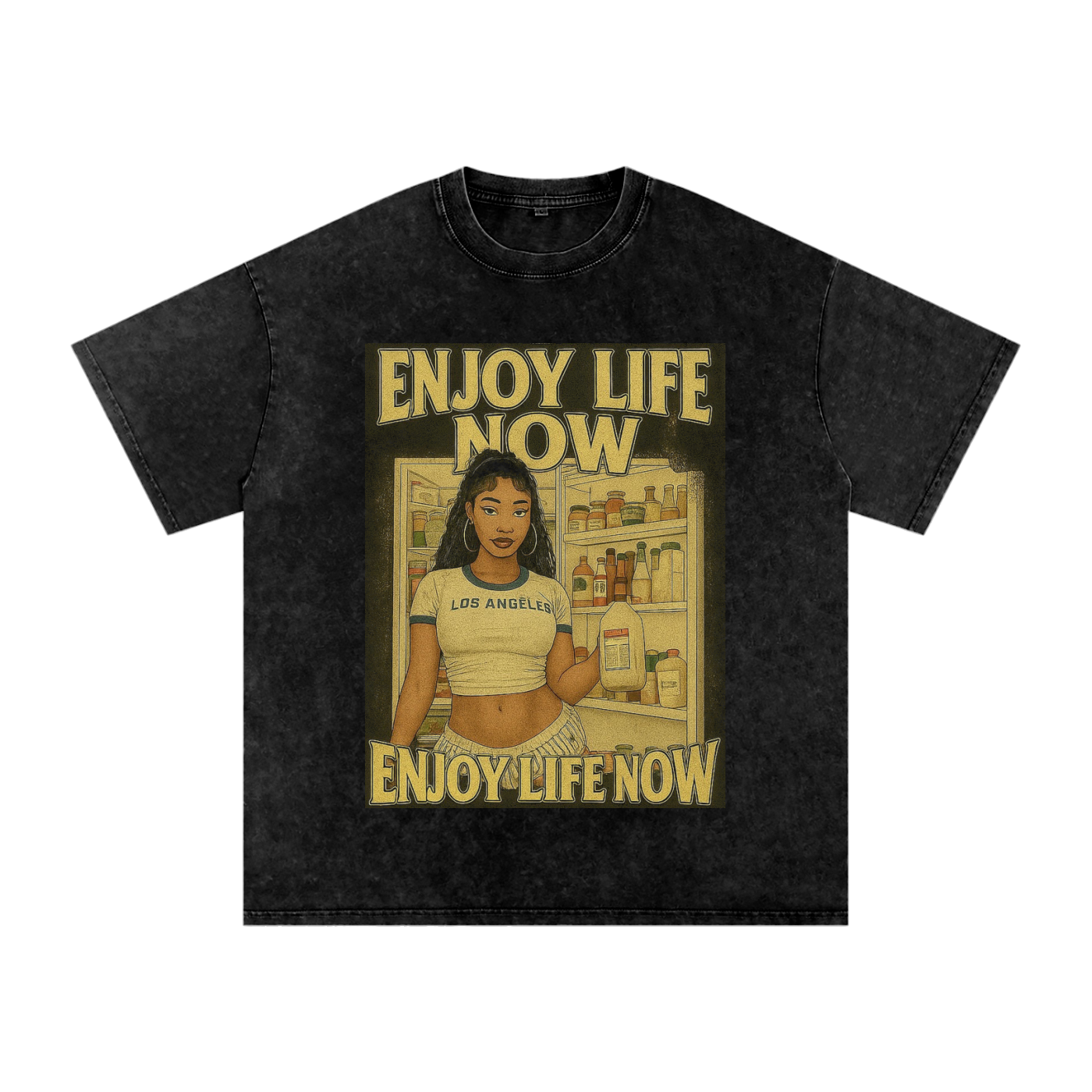Enjoy Life Now "Got Milk" Acid Wash Oversize T-Shirt